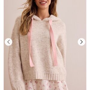 Cozy Cream Hoodie with Pink Accents
